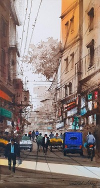 Zahid Ashraf, 12 x 24 inch, Acrylic on Canvas, Cityscape Painting, AC-ZHA-091
